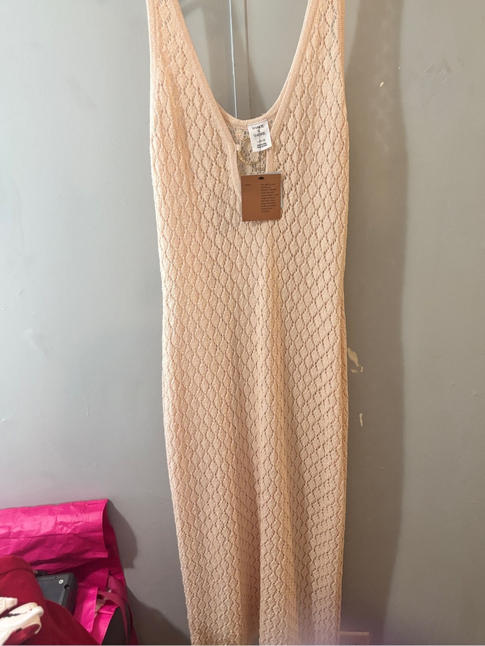 Shade & Shore khaki Crochet Maxi Swim Coverup NWT